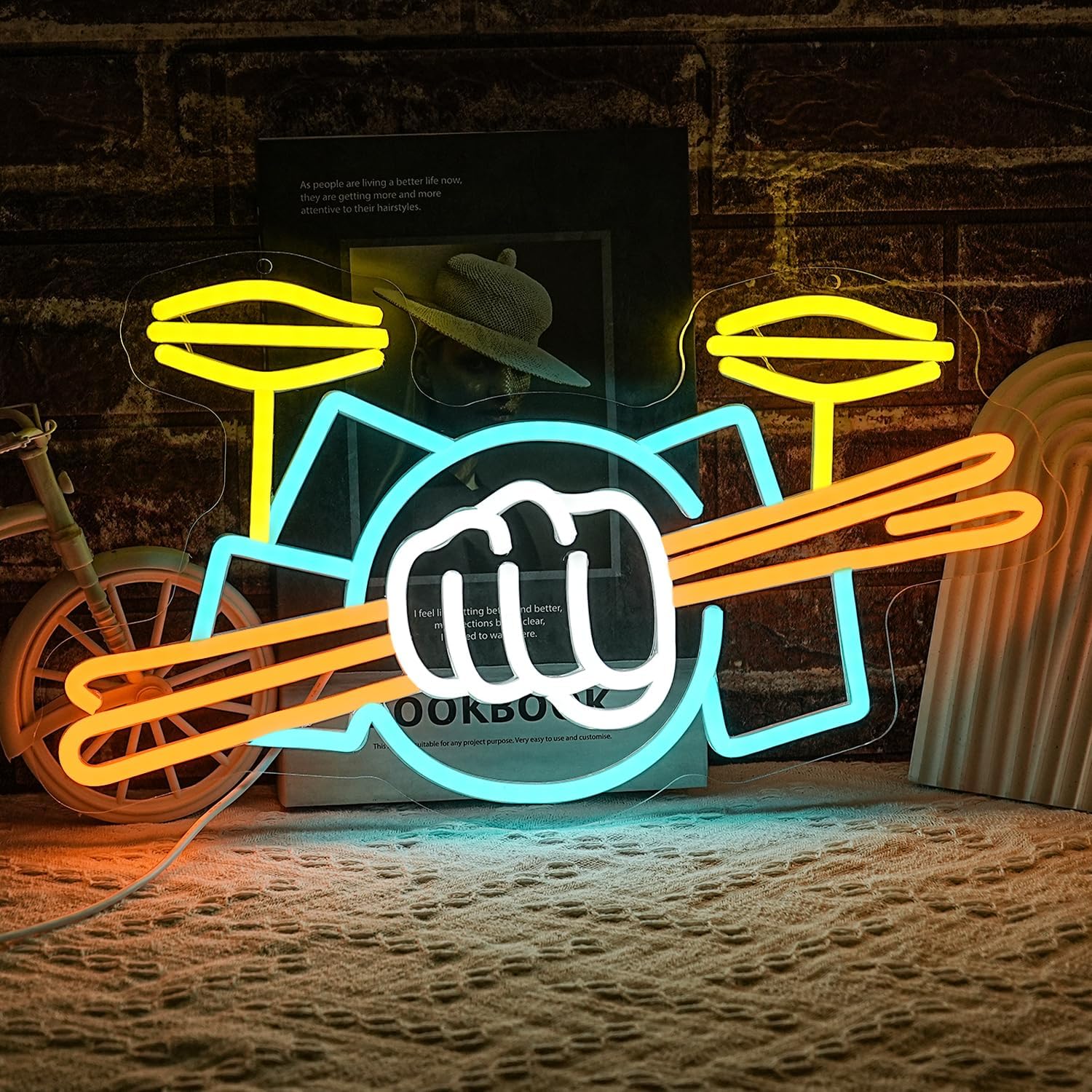 Musical Instrument Sign - Неоновая вывеска «Барабанная установка» с USB-питанием,