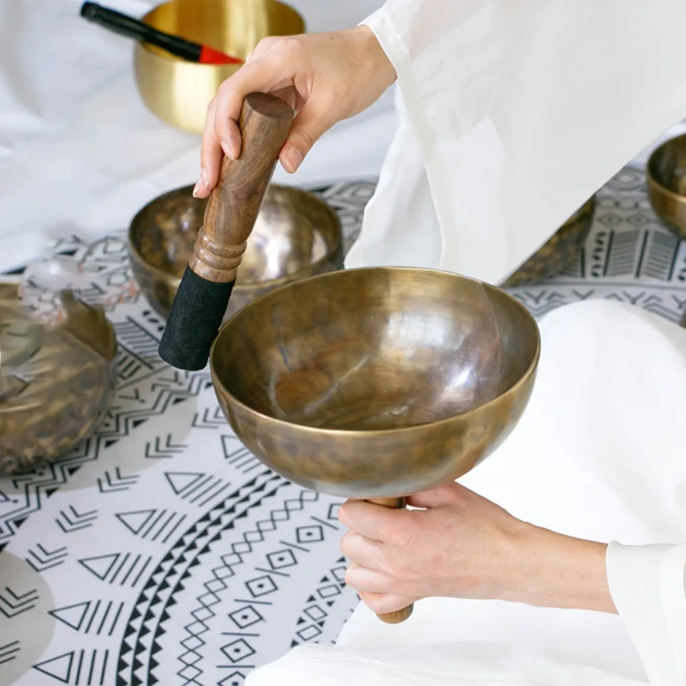 Tibetan Singing Bowl - Непальская ручная Поющая чаша, латунные зеркальные